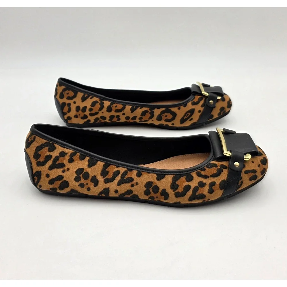 Christian Siriano for Payless Size 8 Ballet Slipper Flats Leopard Print W Buckle